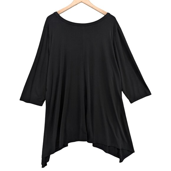 Woman Within Swing Dress Solid Black Long Sleeve Sharkbite Hem Pullover Sz 2X - Picture 2 of 7